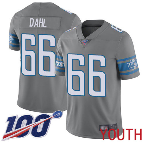 Detroit Lions Limited Steel Youth Joe Dahl Jersey NFL Football #66 100th Season Rush Vapor Untouchable->youth nfl jersey->Youth Jersey